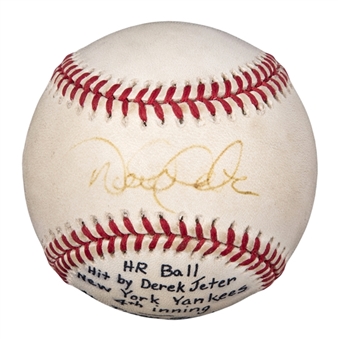 1998 Derek Jeter New York Yankees Signed/Inscribed OAL Budig Home Run Baseball (MEARS & Beckett) 